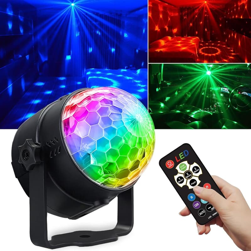 Halloween Disco Ball Light - Mini USB Sound Activated RGB Lamp