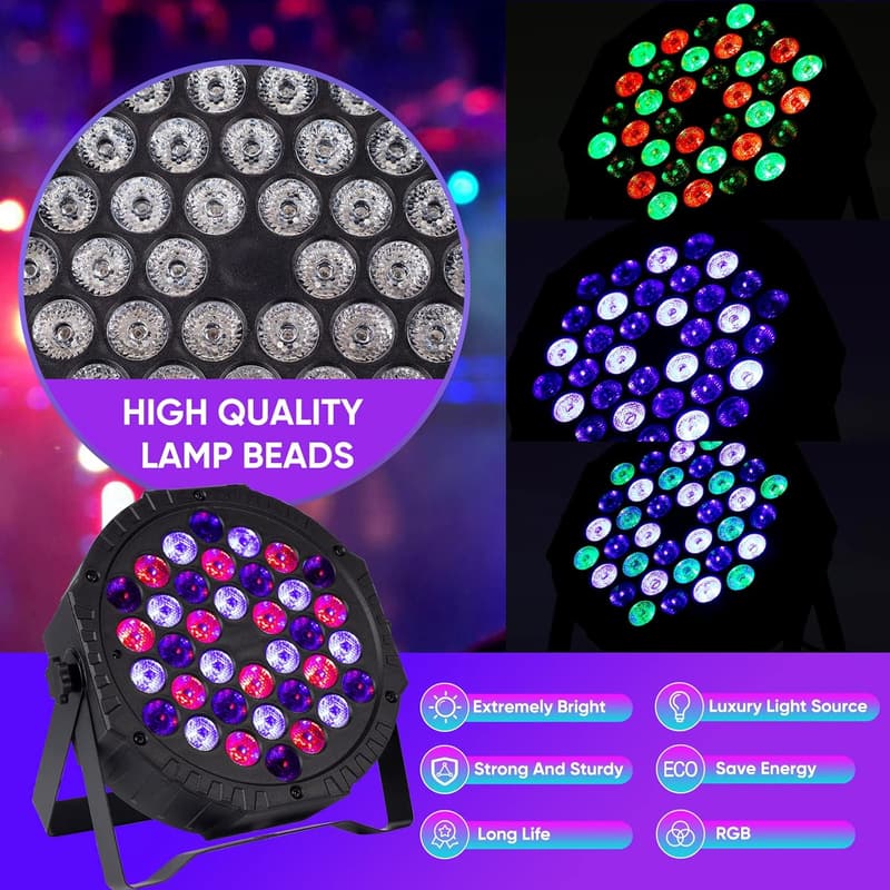 RGB LED Uplighting Stage Lights with Remote - Party & Event Use
