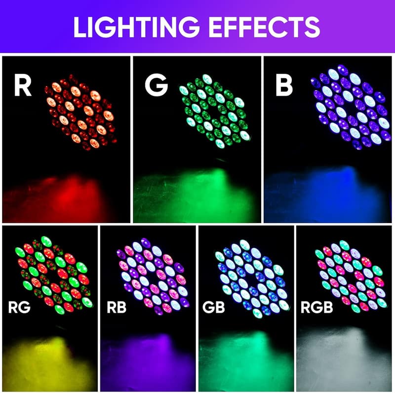 RGB LED Uplighting Stage Lights with Remote - Party & Event Use