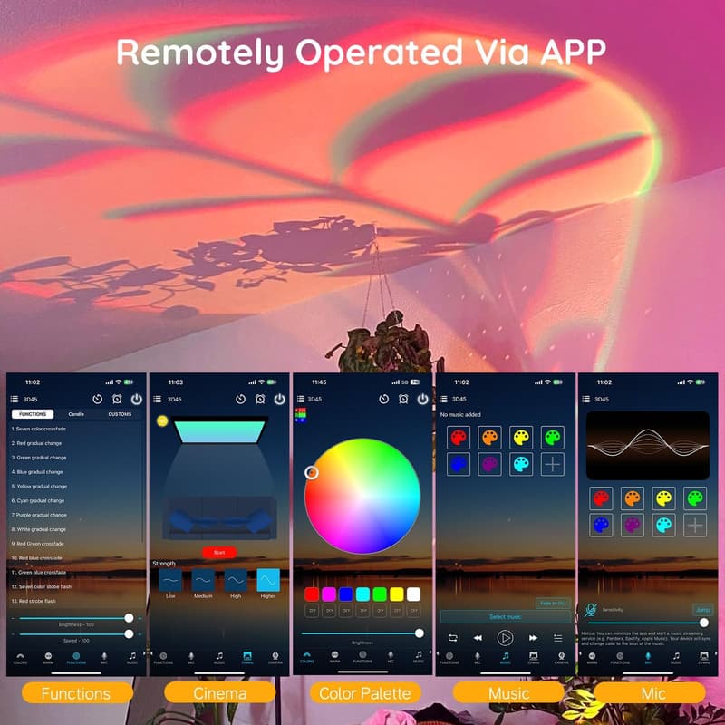 Multicolor Sunset Lamp Projector with APP Control for Mood Lighting