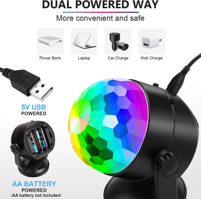 Battery-Powered Disco Ball Strobe Lights for Parties