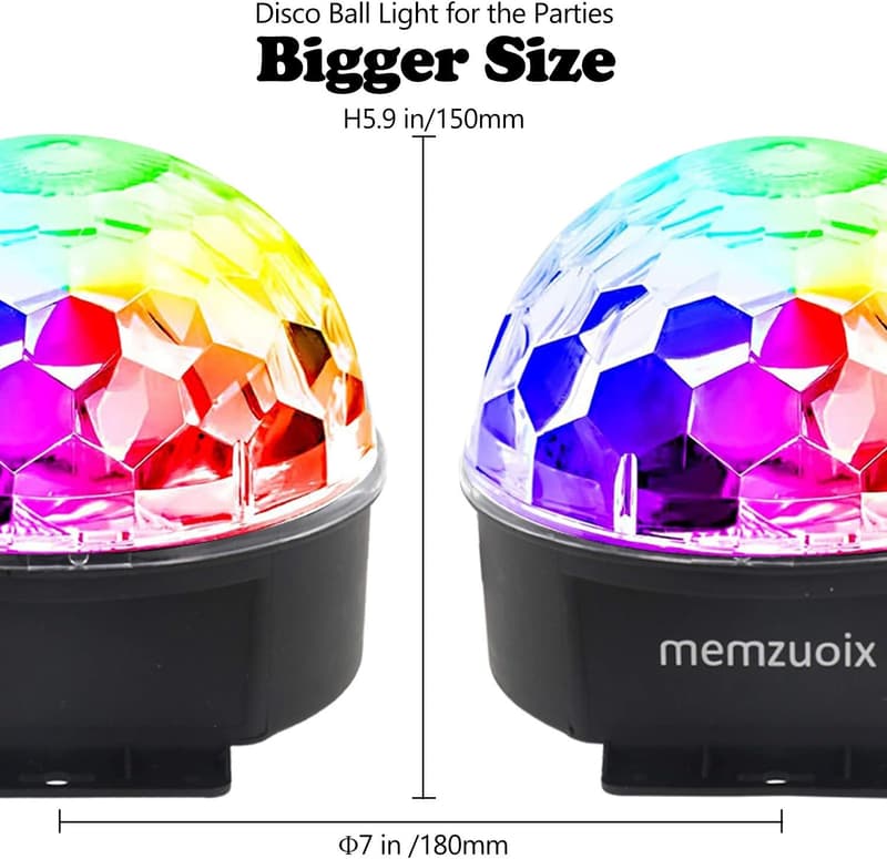 Disco Ball Strobe Light with Remote – 6 Colors, Sound Activated