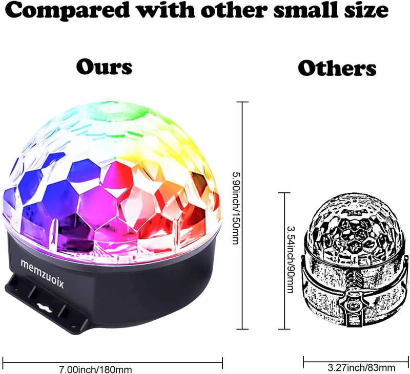 Disco Ball Strobe Light with Remote – 6 Colors, Sound Activated