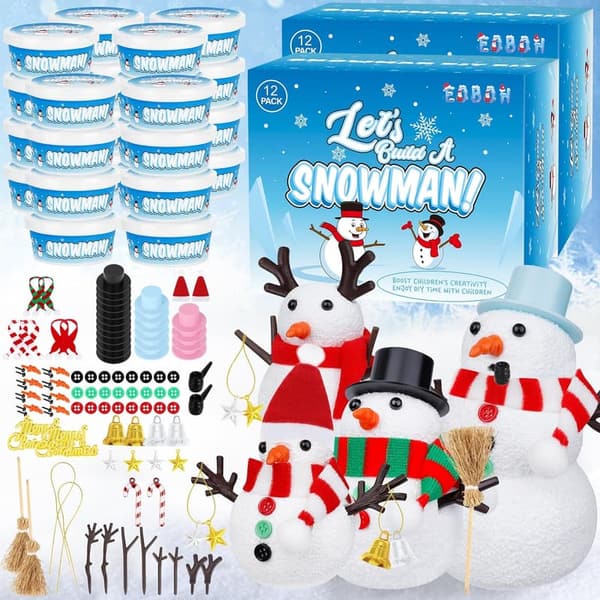 DIY Snowman Kit for Kids - 24 Pack Air Dry Clay Christmas Crafts