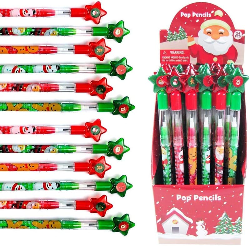Christmas Multi-Point Stackable Push Pencil Set - 24 Pcs