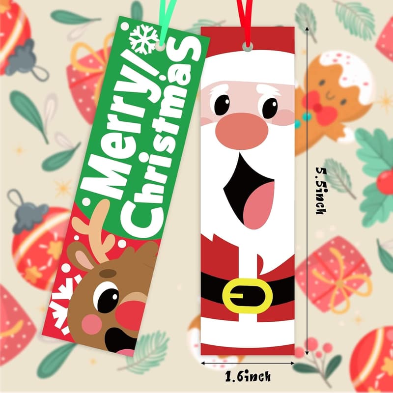 DIY Christmas Santa Bookmarks - 75pcs Color-In Gift Tags for Kids