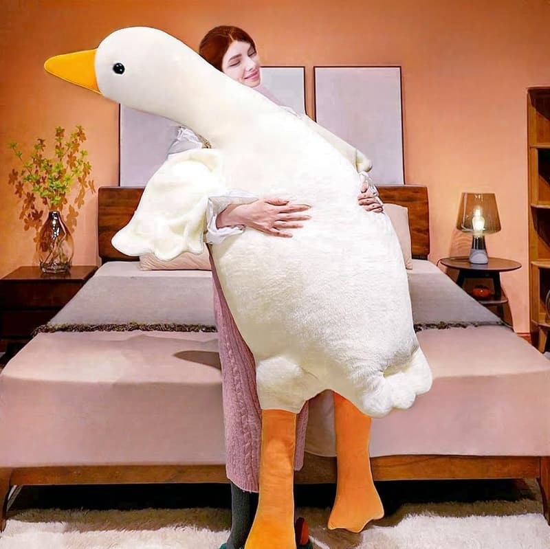 Giant White Goose Plush Pillow - Soft, Cuddly 63-Inch Gift