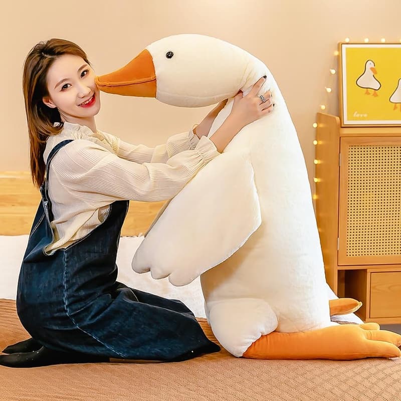 Giant White Goose Plush Pillow - Soft, Cuddly 63-Inch Gift