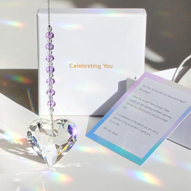 Best Friend Birthday Gift: 45mm Crystal Heart Rainbow Maker
