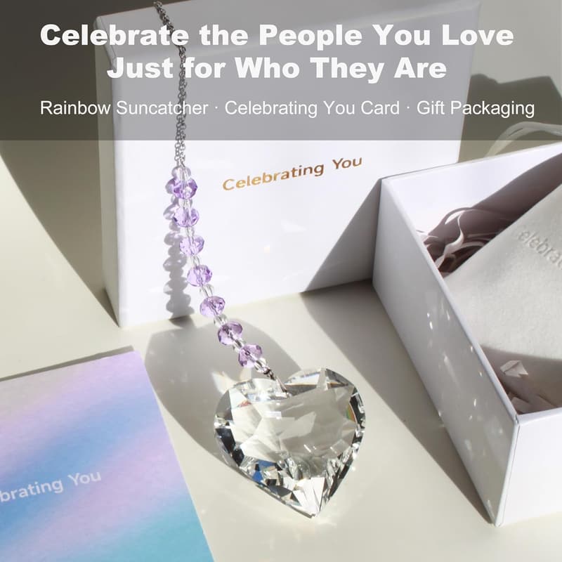 Best Friend Birthday Gift: 45mm Crystal Heart Rainbow Maker