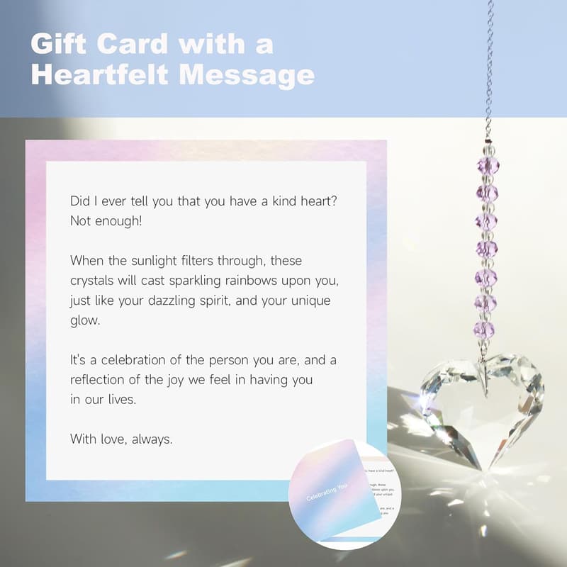 Best Friend Birthday Gift: 45mm Crystal Heart Rainbow Maker