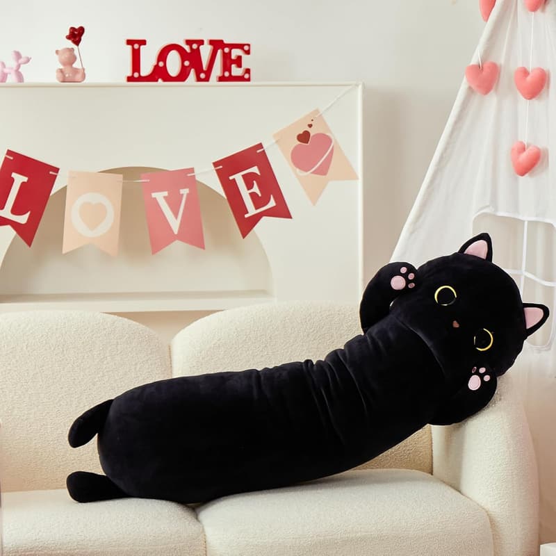 Long Cat Plush Body Pillow for Kids & Adults, 44''