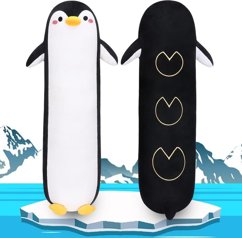 Cute Black Penguin Plush Pillow - 20” Cuddly Gift for Kids & Adults