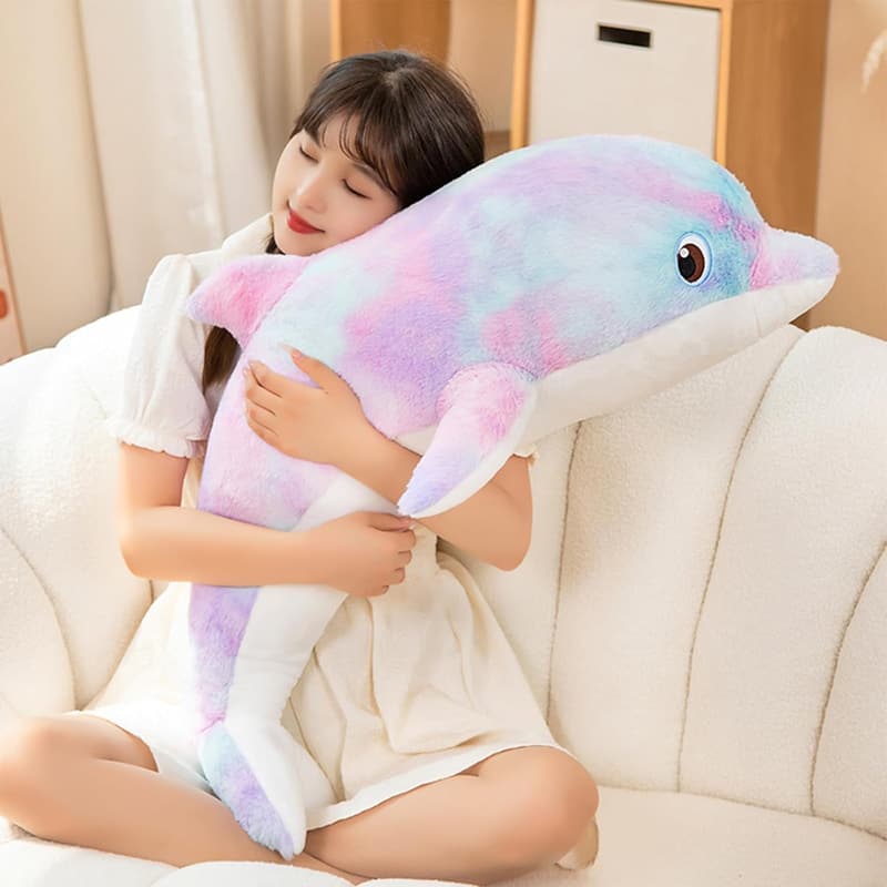 Plush Dolphin Pillow Toy - Soft Stuffed Animal for Kids (19.2