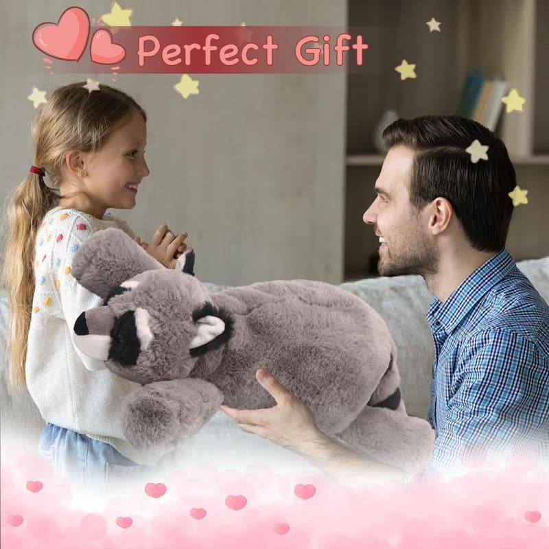 Soft Raccoon Plush Pillow Toy for Kids & Bed Decor