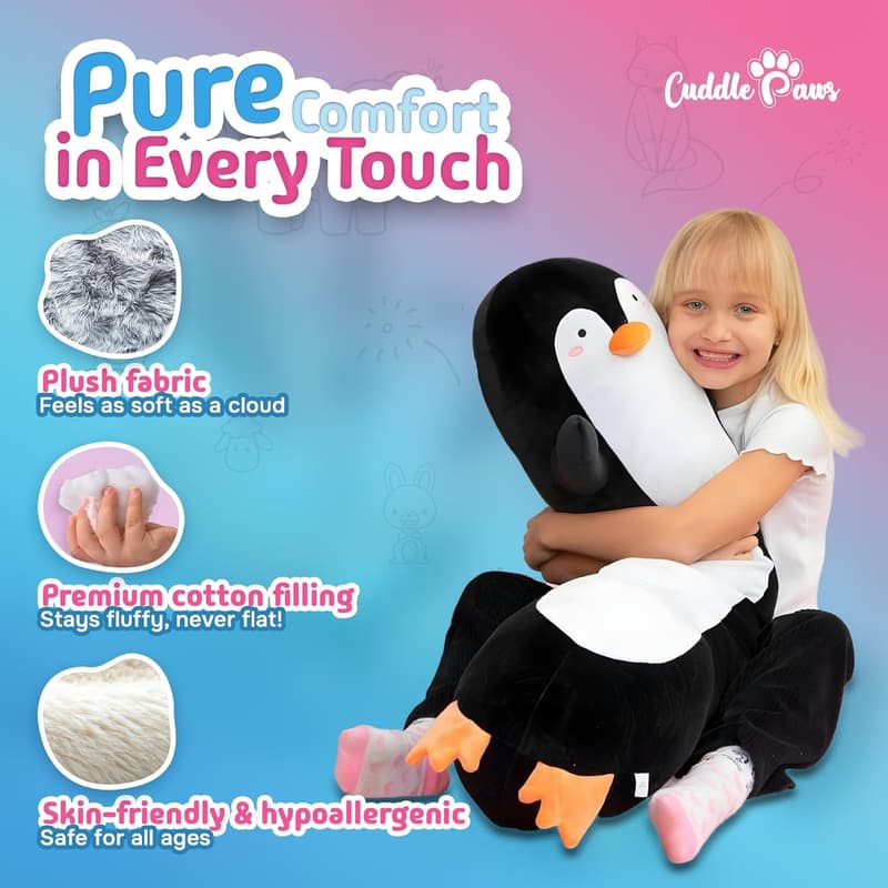 Penguin Plush Body Pillow – Soft Throw Pillow for Kids (23