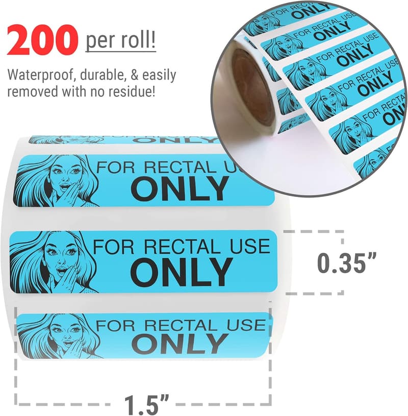 Funny Rectal Use Only Stickers - Gag Gifts for Adults (200/Roll)