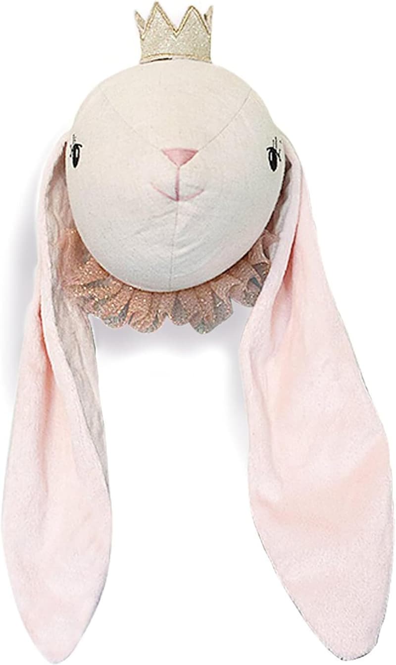 Princess Bunny Stuffed Animal Wall Mount for Kids' Decor