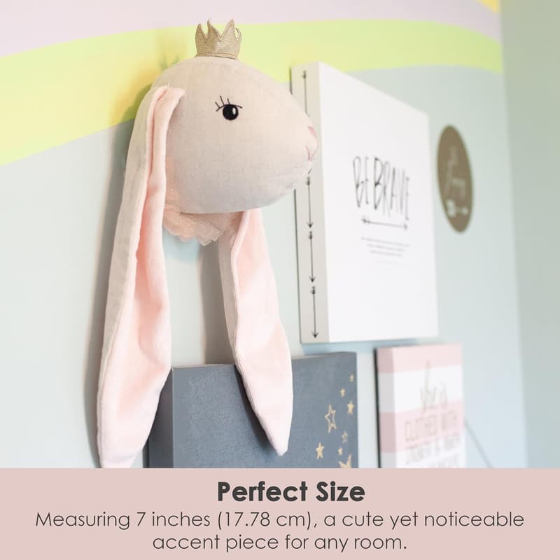 Princess Bunny Stuffed Animal Wall Mount for Kids' Decor
