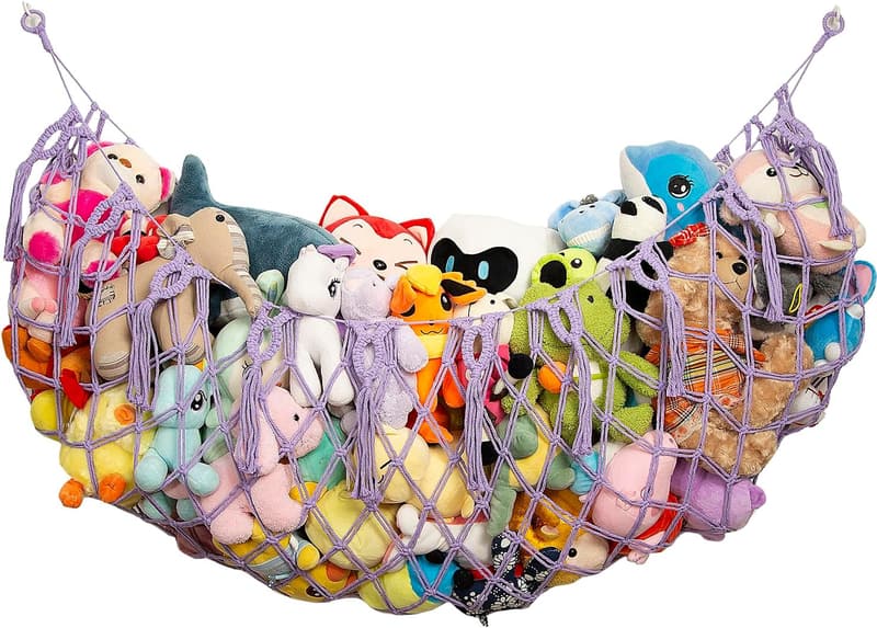 Handmade Macrame Toy Hammock Organizer for Nursery Decor