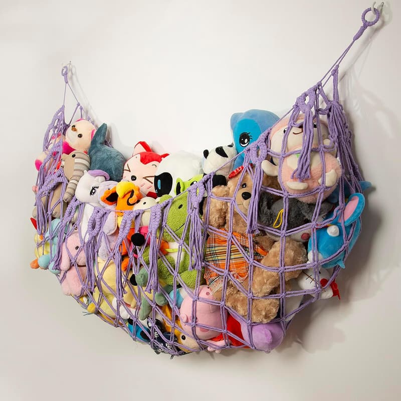 Handmade Macrame Toy Hammock Organizer for Nursery Decor