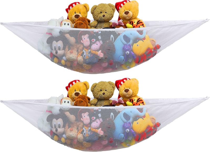 Jumbo Stuffed Animal Storage Hammock - White (2 Pack)