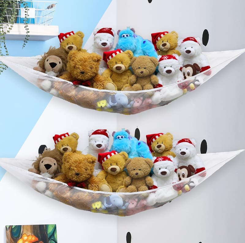 Jumbo Stuffed Animal Storage Hammock - White (2 Pack)