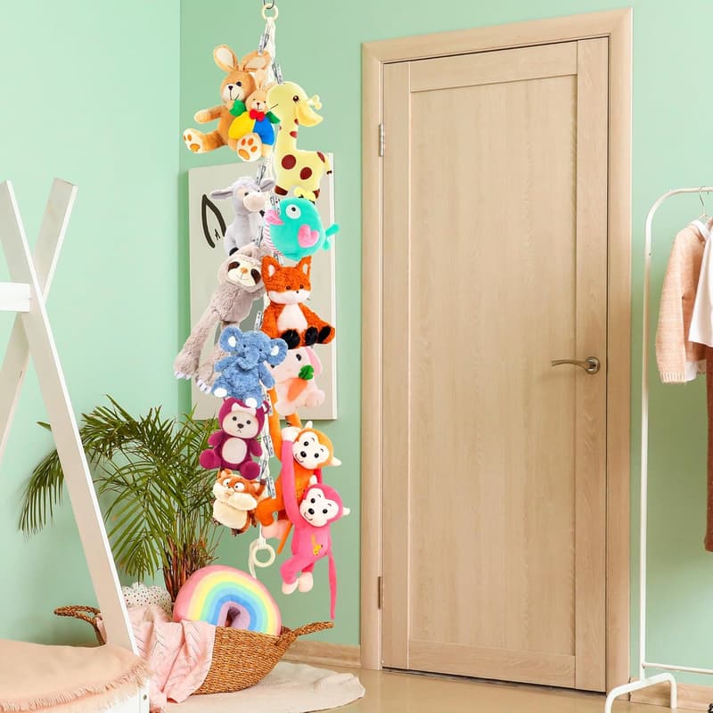 Boho Stuffed Animal Hammock - 3PC Organizer with 60 Clips