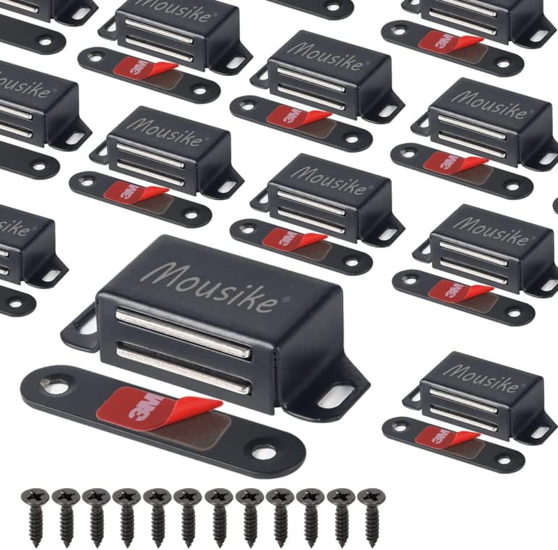Strong Black Door Magnets for Cabinets - 16 Pack (30lb)