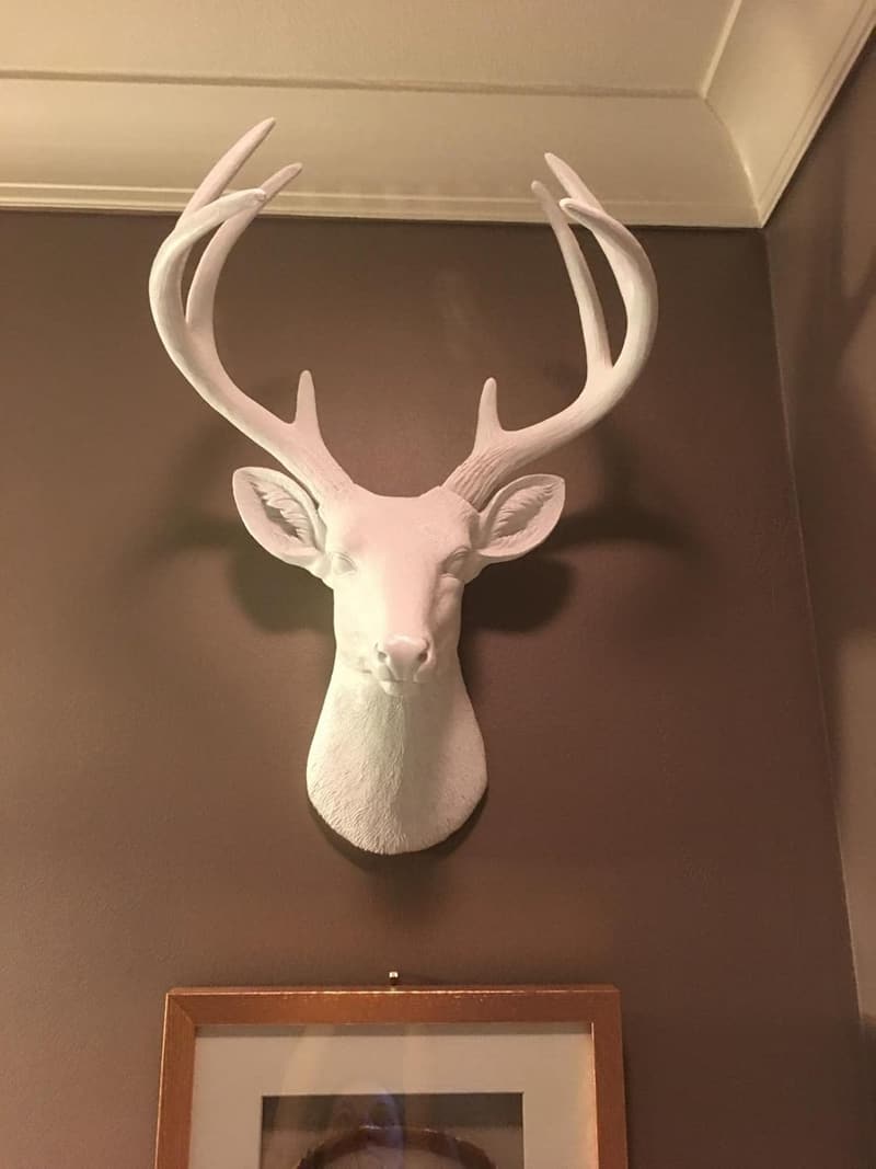 Large White Faux Deer Head Wall Decor - Handmade Rustic Accent