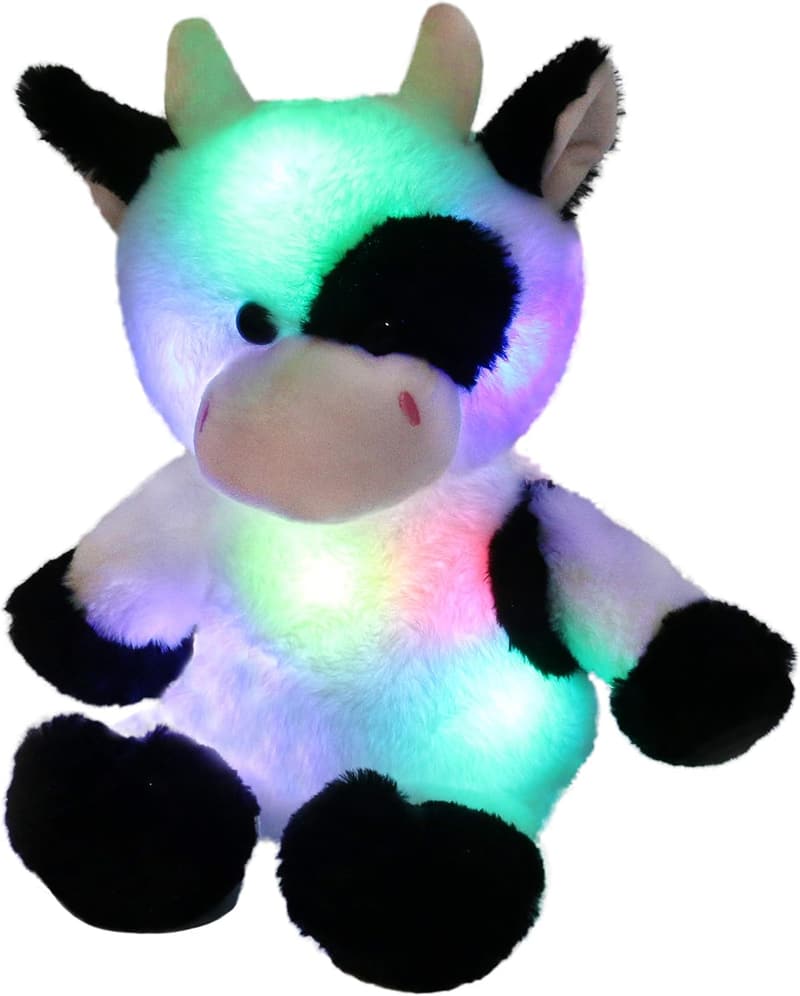Adorable 15'' Glow-in-the-Dark Cow Plush Toy for Kids