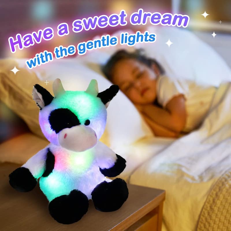 Adorable 15'' Glow-in-the-Dark Cow Plush Toy for Kids