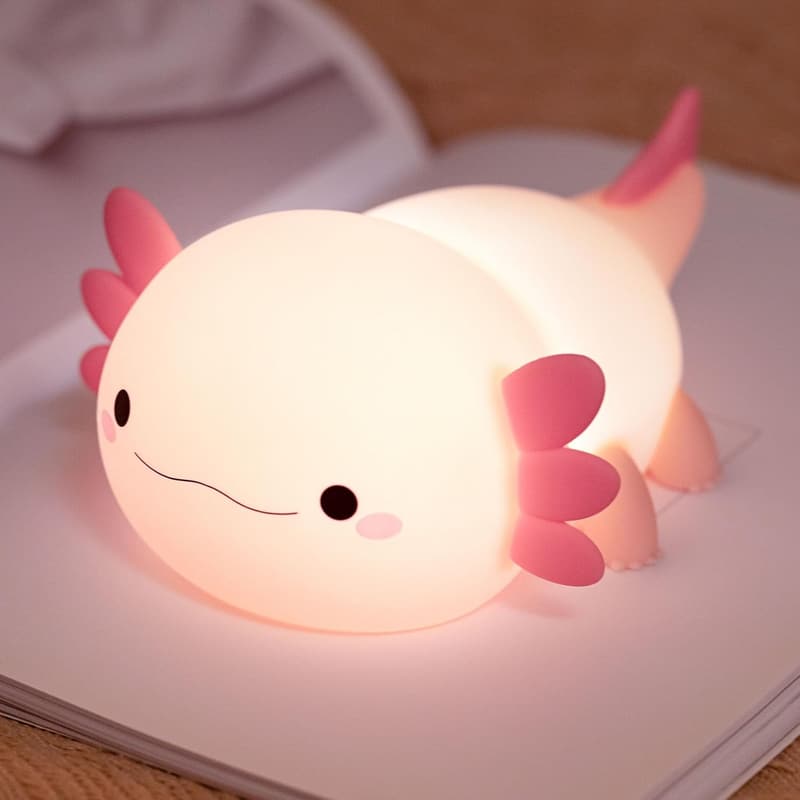 Cute Axolotl Night Light - Rechargeable LED Table Lamp for Kids