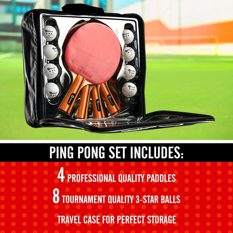 Portable Table Tennis Paddle Set with Case & Balls