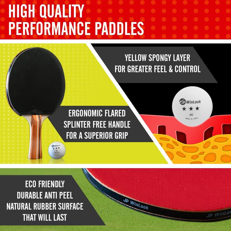 Portable Table Tennis Paddle Set with Case & Balls