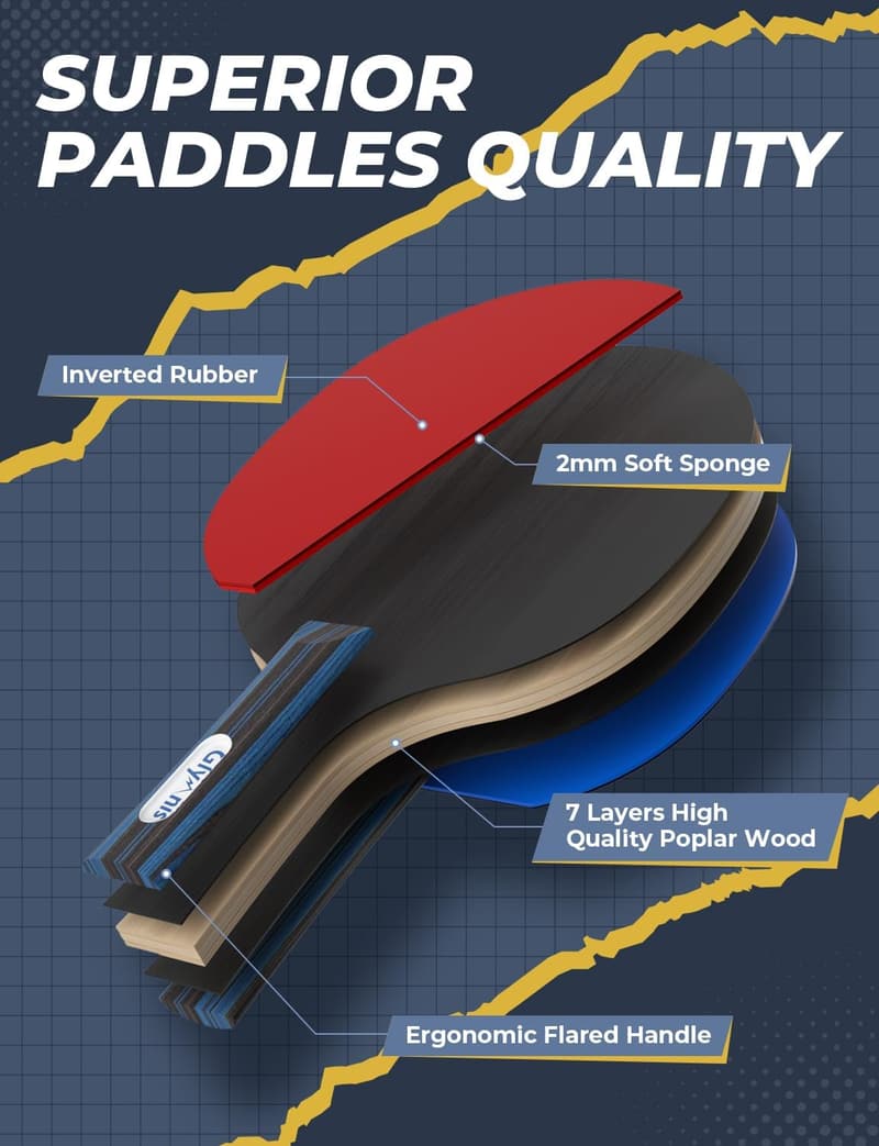 Table Tennis Paddles Set with Balls & Storage Case