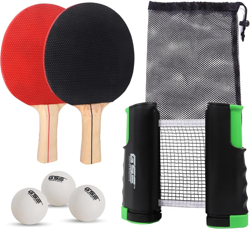 Adjustable Retractable Ping Pong Net Set with Rackets and Balls