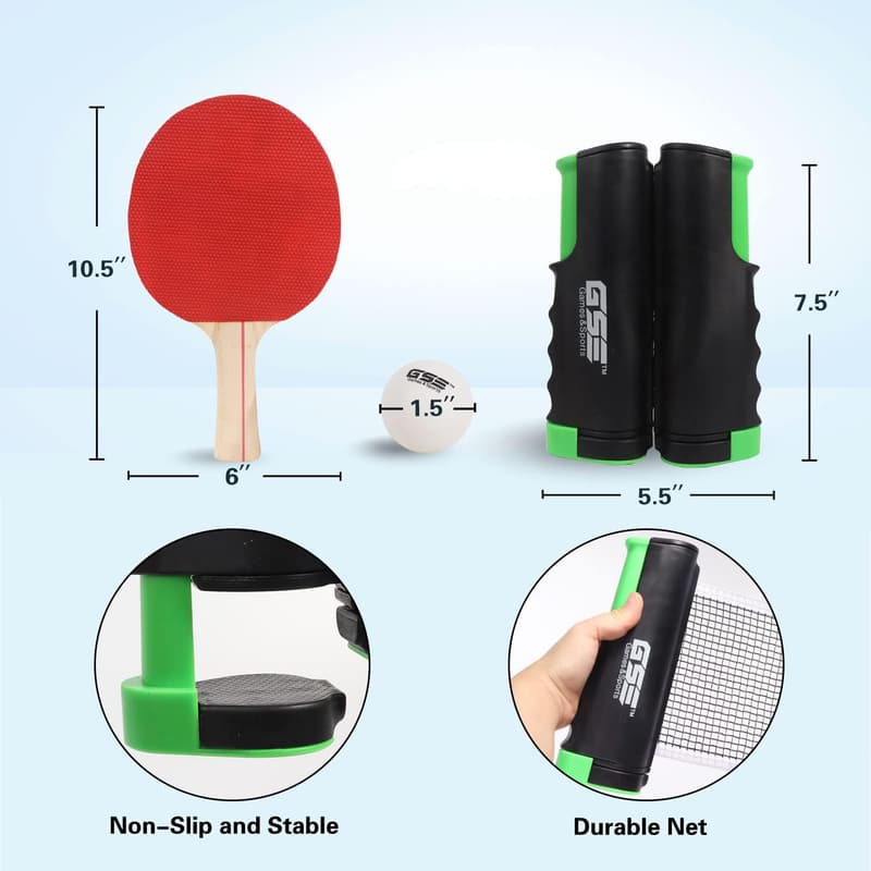 Adjustable Retractable Ping Pong Net Set with Rackets and Balls