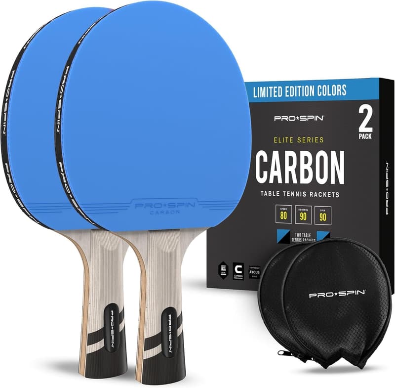 Professional Table Tennis Paddles with Carbon Fiber & Case