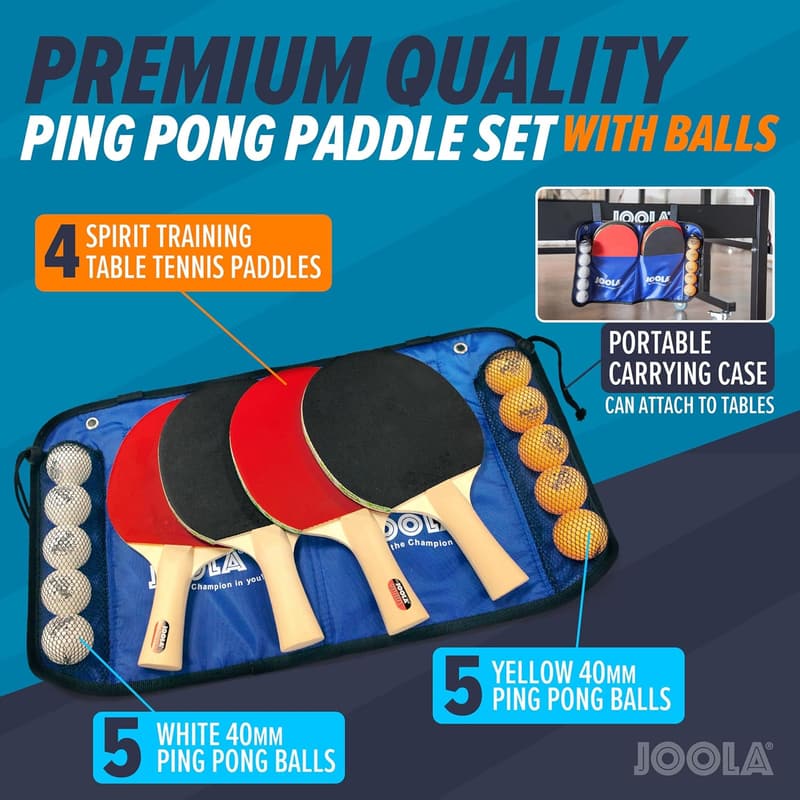 Table Tennis Set - 4 Paddles with Balls & Carrying Case