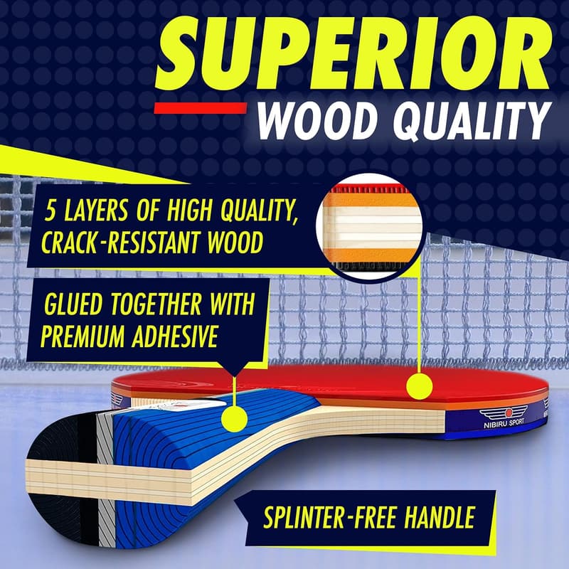 Professional Ping Pong Paddle Set with Retractable Net & Bag