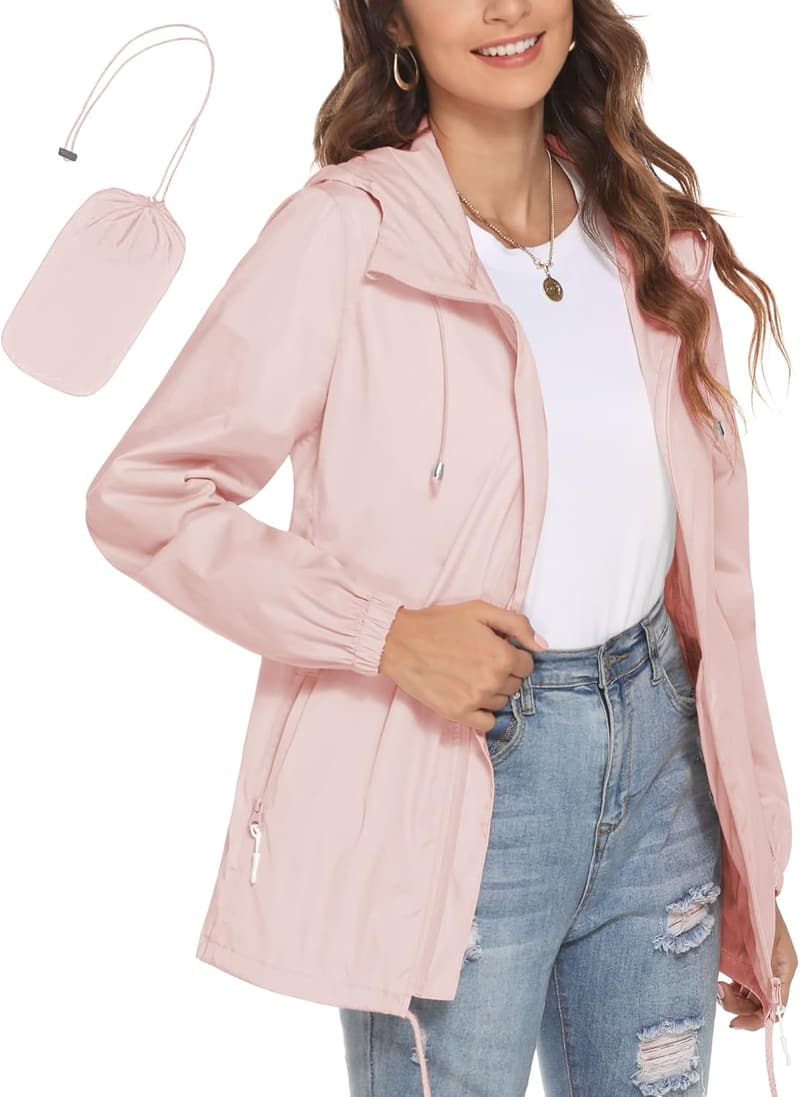 Lightweight Women's Waterproof Hooded Rain Jacket