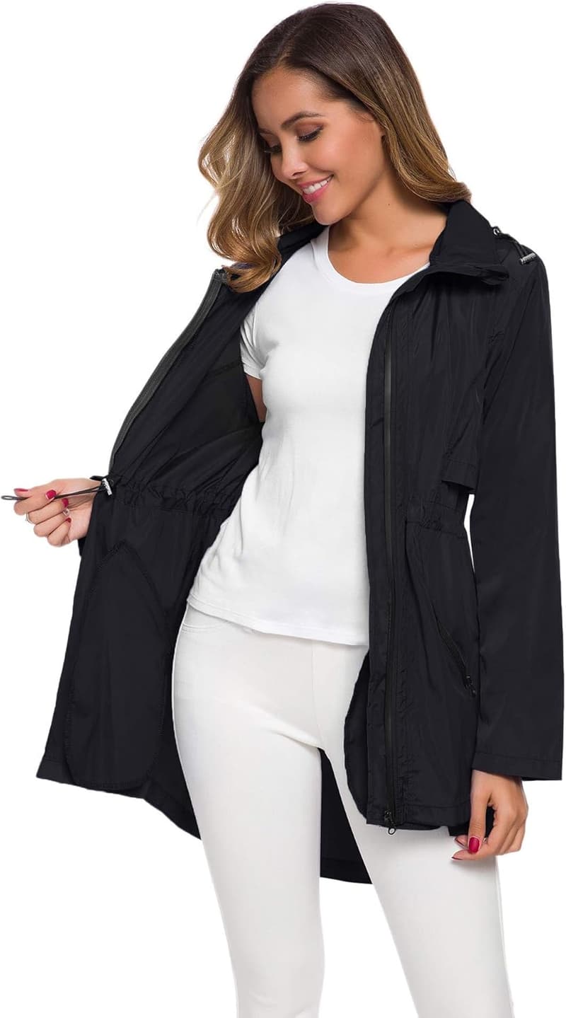 Lightweight Waterproof Hooded Raincoat for Women