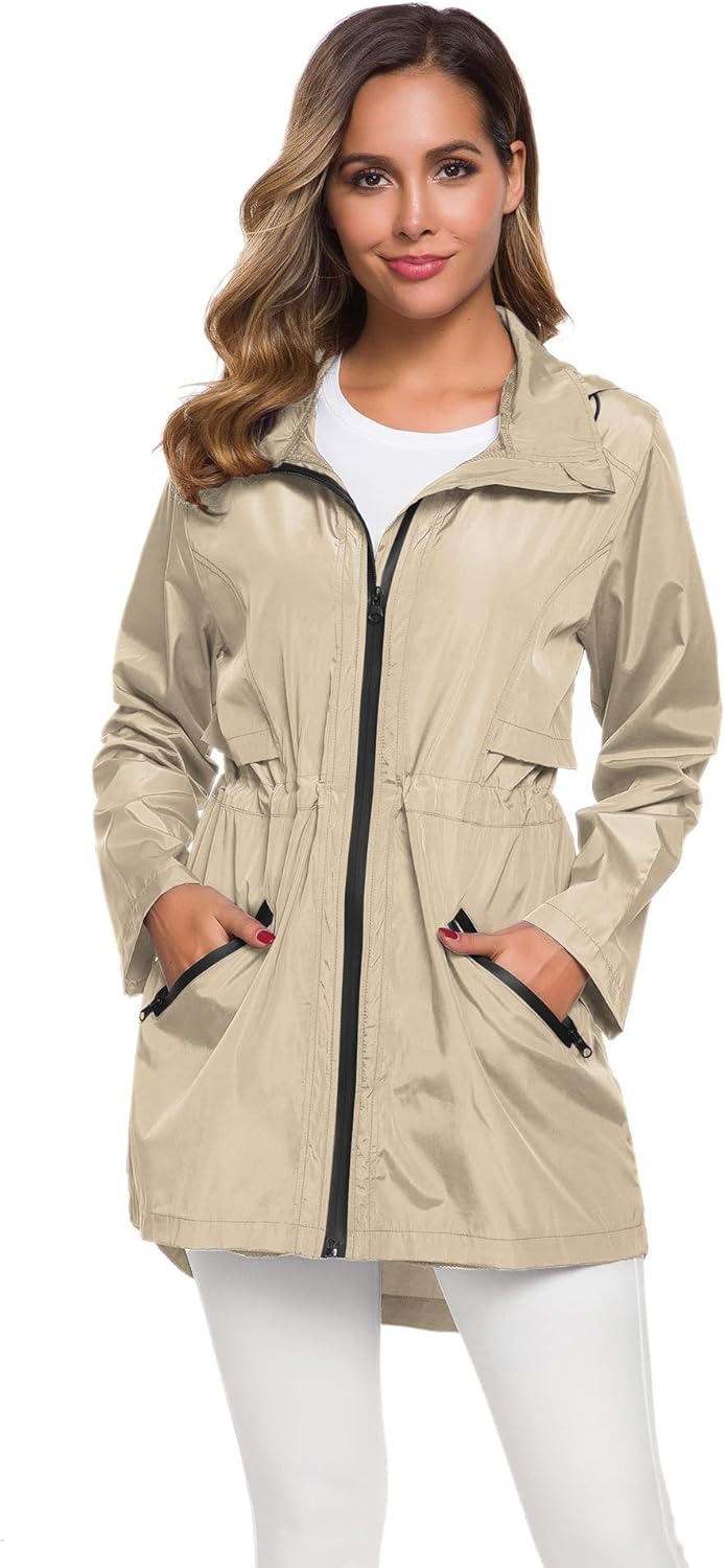 Lightweight Waterproof Hooded Raincoat for Women