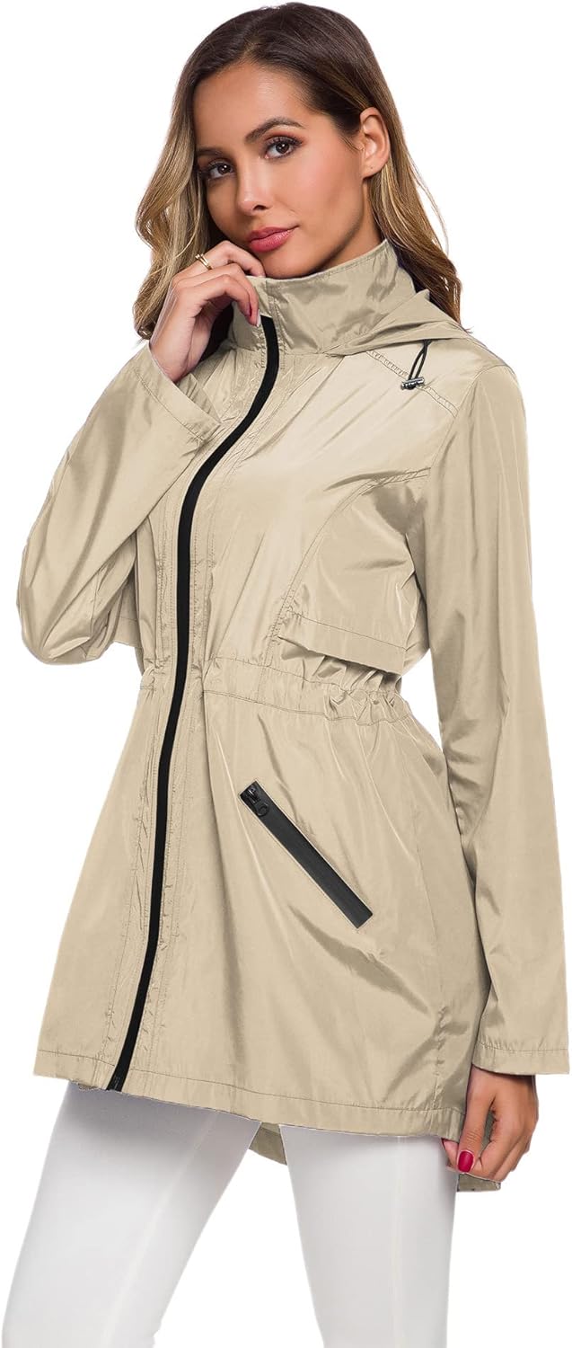 Lightweight Waterproof Hooded Raincoat for Women