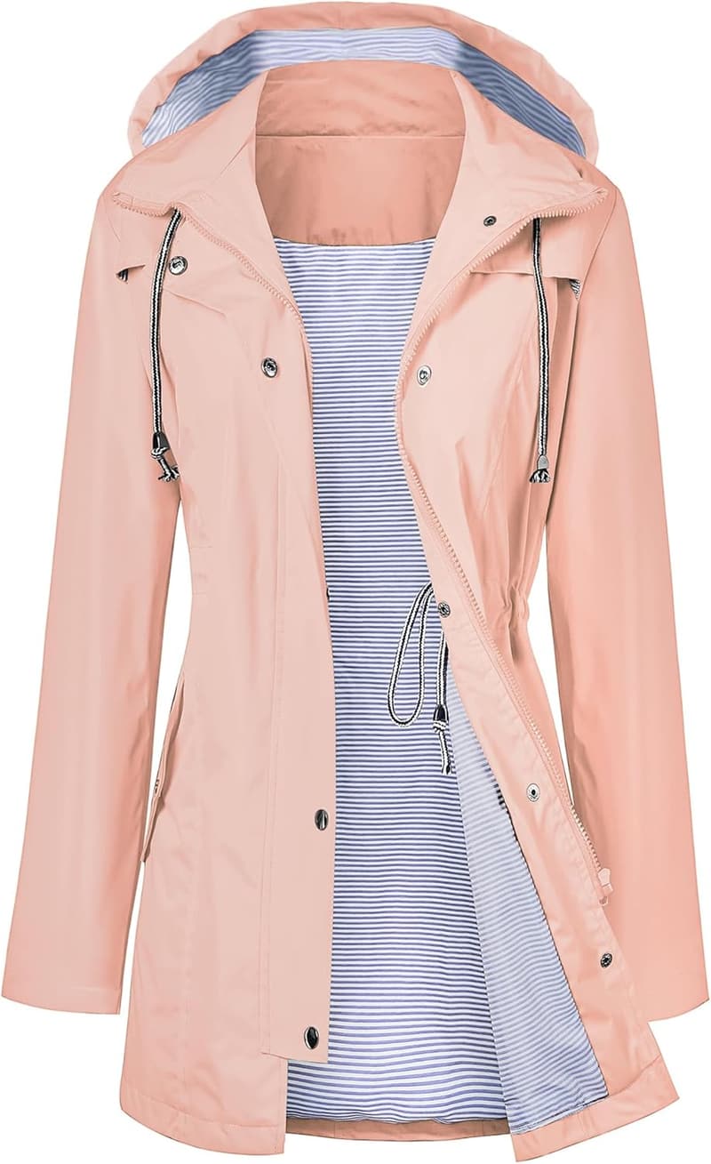 Women's Waterproof Hooded Trench Coat for Travel