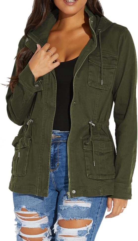 Lightweight Long Sleeve Bomber Jacket for Women with Pockets