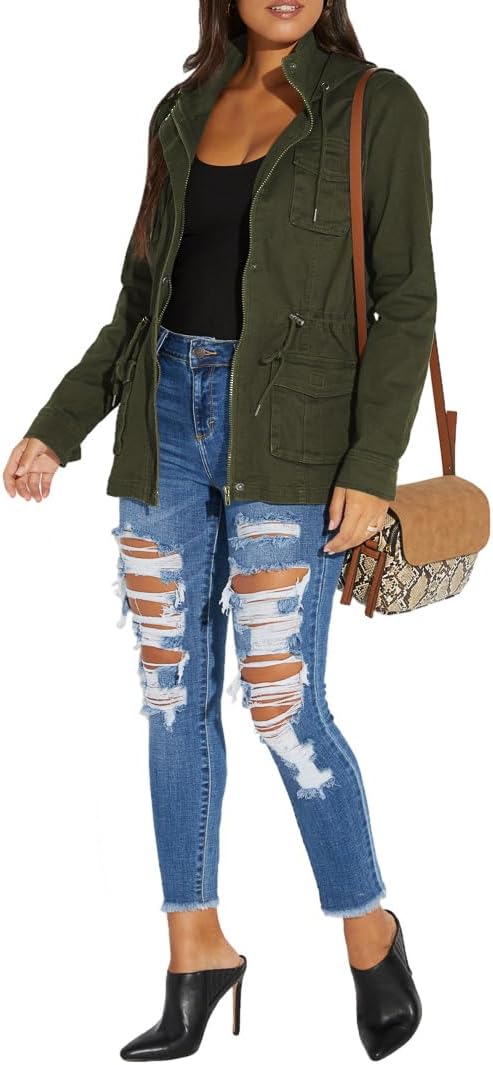 Lightweight Long Sleeve Bomber Jacket for Women with Pockets