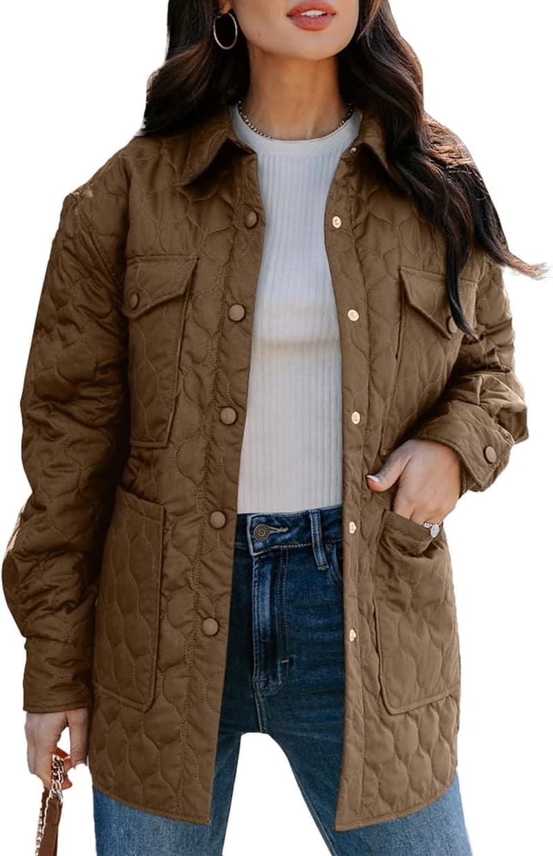 Lightweight Quilted Puffer Jacket for Women with Pockets