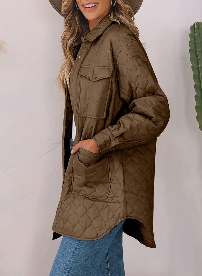 Lightweight Quilted Puffer Jacket for Women with Pockets